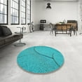thumbnail image 4 of Ahgly Company Machine Washable Indoor Square Transitional Dark Turquoise Green Area Rugs, 5' Square, 4 of 7