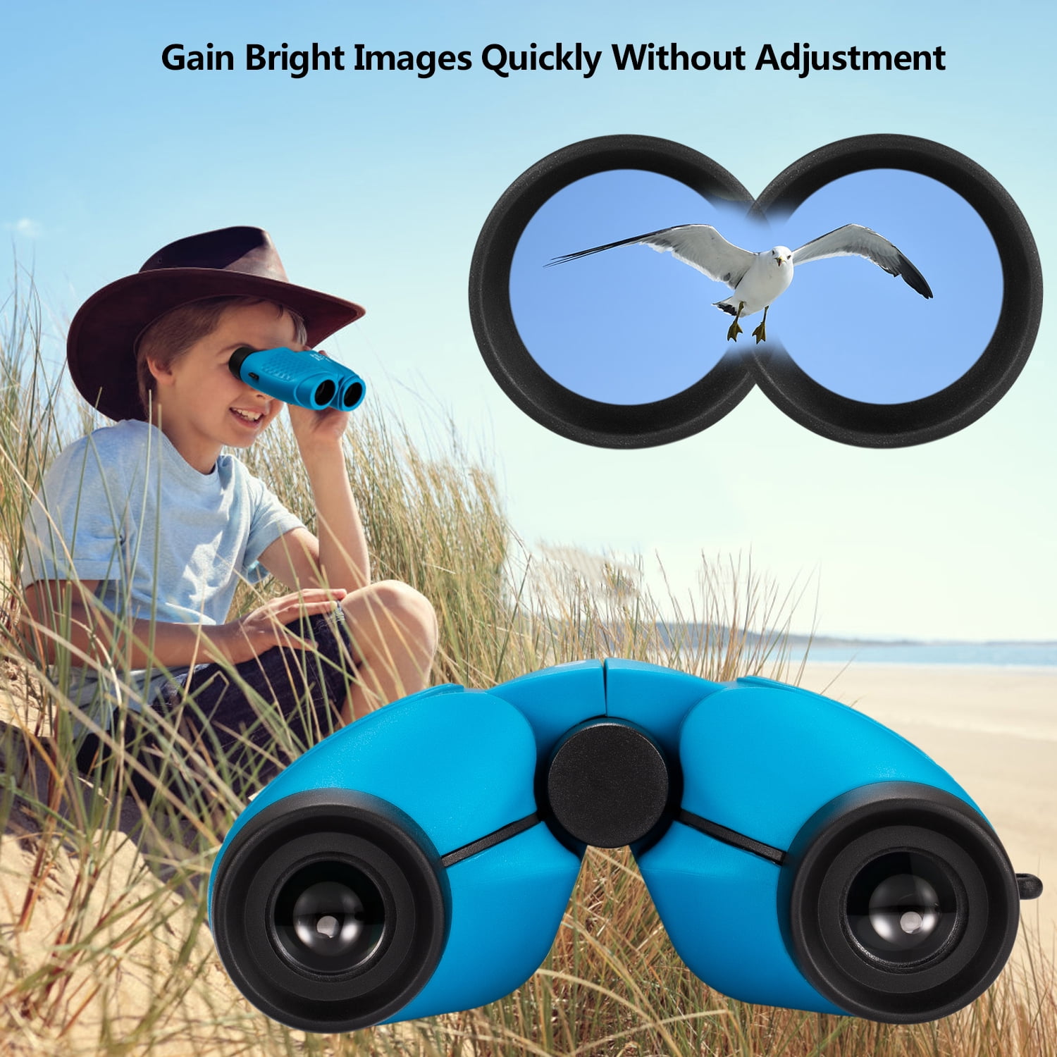 Lightweight 8x22 Kids Binoculars for Teen Youth Child occer Kids Fixed Focus Binoculars with High Resolution Cute Toys for 4-9 Year Old Girls Boys Birthday Gifts Blue