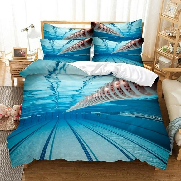 Swimming In Pool Bedding Duvet Cover Set Digital Printing Bed Linen Fashion Design Comforter Cover Bedding Sets Bed Set3-Piece Bedding Set (1 Duvet Cover + 698 Pillow Shams) Bed Sheets