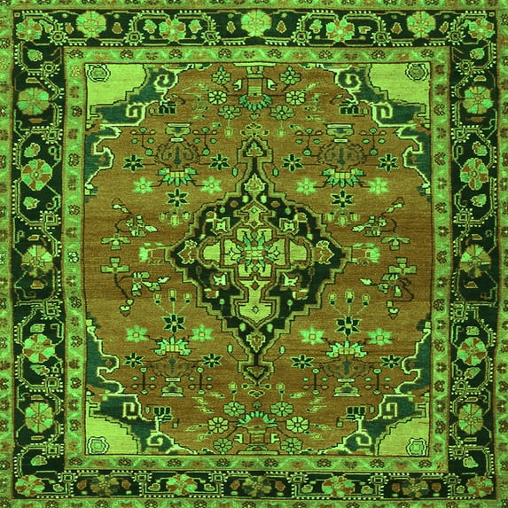 Ahgly Company Indoor Square Persian Green Traditional Area Rugs, 5' Square