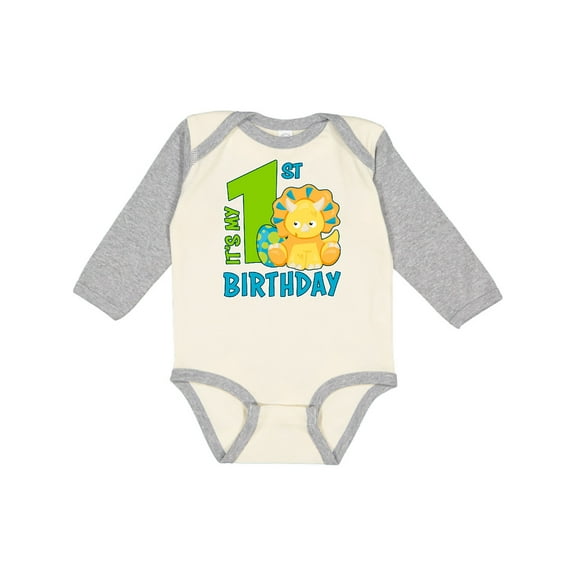 Inktastic Its My 1st Birthday with Dinosaur Boys or Girls Long Sleeve Baby Bodysuit