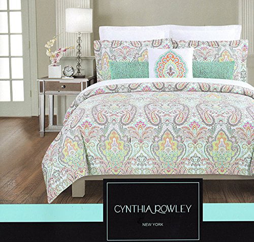 CYNTHIA ROWLEY EMBROIDERED FLORAL PINK YELLOW FLOWER TWIN SHEET SET 