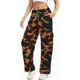 thumbnail image 2 of Camo Pants Women High Waisted Wide Leg Casual Camoflage Cargo Pants Baggy Elastic Waist Straight Jeans Trousers, 2 of 10