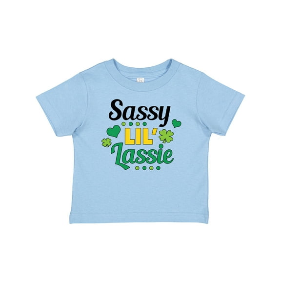 Inktastic Saint Patrick's Day Sassy Lil' Lassie with Shamrocks Girls Baby T-Shirt