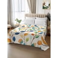 thumbnail image 2 of Colorful Leaf Full Size Flat Sheet, Wrinkleproof & Fadeproof Cooling Flat Bed Sheet Only, Spring Summer Botanical Vintage Breathable Soft Bedding Top Sheets 81 x 96 Inches, 2 of 8