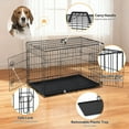 thumbnail image 5 of CL.HPAHKL Small Dog Crate, Foldable Metal Dog Kennel Double Door Dog Cage with Plastic Tray, Puppy Crate for Small Dog Indoor Outdoor Travel (Black, 30 inch), 5 of 7