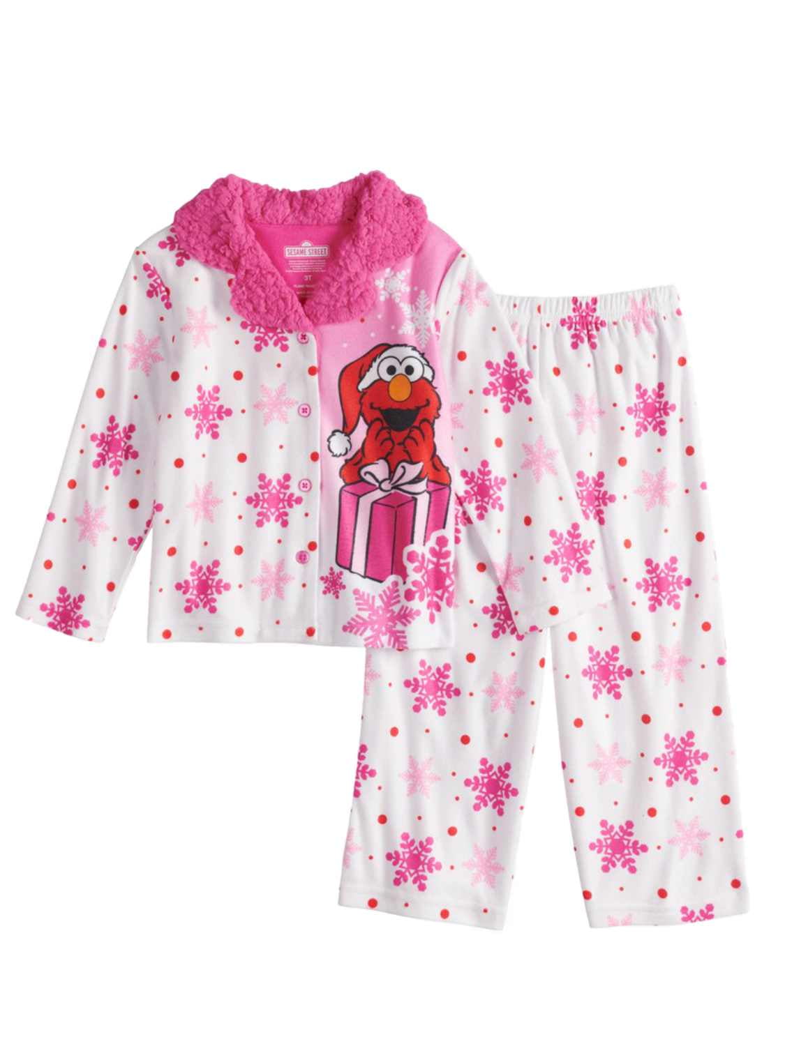 SesameStreet Toddler Girl Elmo Christmas Pajama Top Bottom Flannel Pj