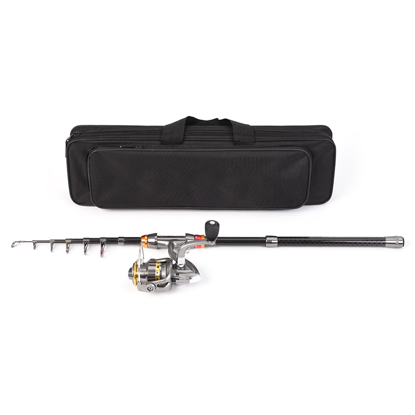 Bass-fishing-rod-and-reel Lixada Telescopic Fishing Rod and Reel Combo Full Kit Carbon Fiber Fishing Rod Pole + Spinning Fishing Reel + Fishing Tackle Carrier Bag Case Fishing Gear
