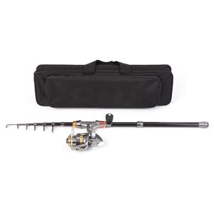 Basse-pêche-rode-et-reel Lixada Tige de pêche télescopique et bobine Combo Kit complet Carbon Fibre Pôle de pêche + Tournage de la bobine de pêche + Équipement de pêche à la valise de porte-bags