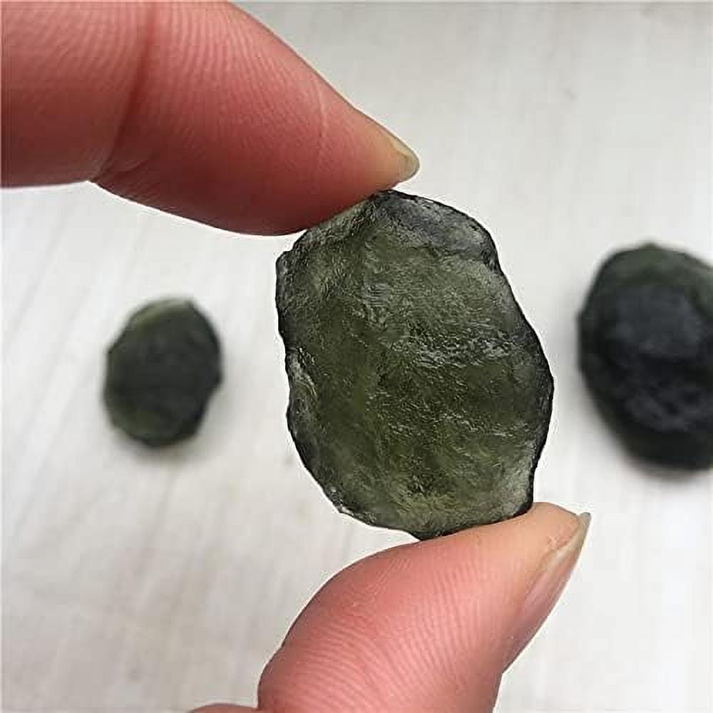 RICHRAIN 10Pcs Real Moldavite Crystals - Raw Natural Czech Meteorite Stones For Jewelry & Decor