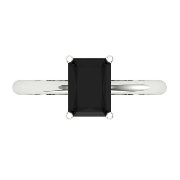 Clara Pucci 14K White Gold 1.75ct Onyx Solitaire Ring for Women