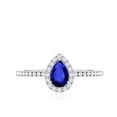 thumbnail image 4 of Rosec Jewels Lab Grown Blue Sapphire Teardrop Engagement Ring with Halo - Blue Sapphire Diamond Ring - AAAA Quality Certified, 14K White Gold, US 3.50, 4 of 8