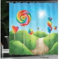 thumbnail image 3 of Ambesonne Fantasy Shower Curtain, Candy Land Lollipops, 69"Wx70"L, Green Blue Red, 3 of 4