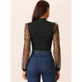 thumbnail image 4 of DARING DIVA Polka Dot Long Mesh Sheer Sleeve Slim Fit Bodysuits XL Black, 4 of 6