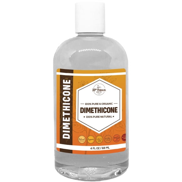 Paralelo 33 | Aceite de DIMETICONA (4 oz) puro grado cosmético | Ampliamente utilizado en humectantes, lociones, imprimadores, bases, productos para el cabello, protectores solares, cuidado de herid