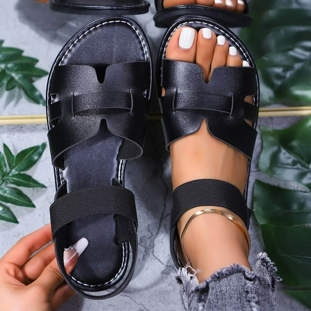 zhenglin Women's Casual Roman Flat Sandals - Cut-Out Openwork Spring Summer Slide Flip Flops with Breathable Comfortable Design