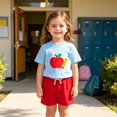 thumbnail image 6 of Back to School Toddler Boy 2 Pack Outfit Embroidery T Shirt and Shorts Set First Day of Preschool Kindergarten Clothes, 6 of 7
