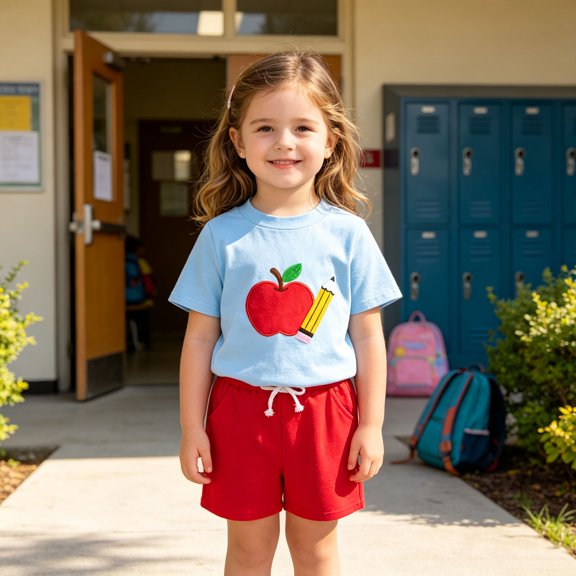 Kids Summer Shirt Short Sleeve T Shirt and Shorts 2 Piece Set Back to School Graphic Outfit