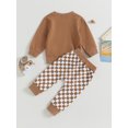thumbnail image 5 of Baby Boy Fall Outfits 6M 12M 18M 24M 3Y Checkered Plaid Pullover Sweatshirt Top Pants Set Trendy Toddler Checkerboard Outfit, 5 of 9