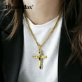 thumbnail image 3 of Mens Womens Stainless Steel Curb Chain Necklace Cross Pendant Silver Gold, 3 of 4