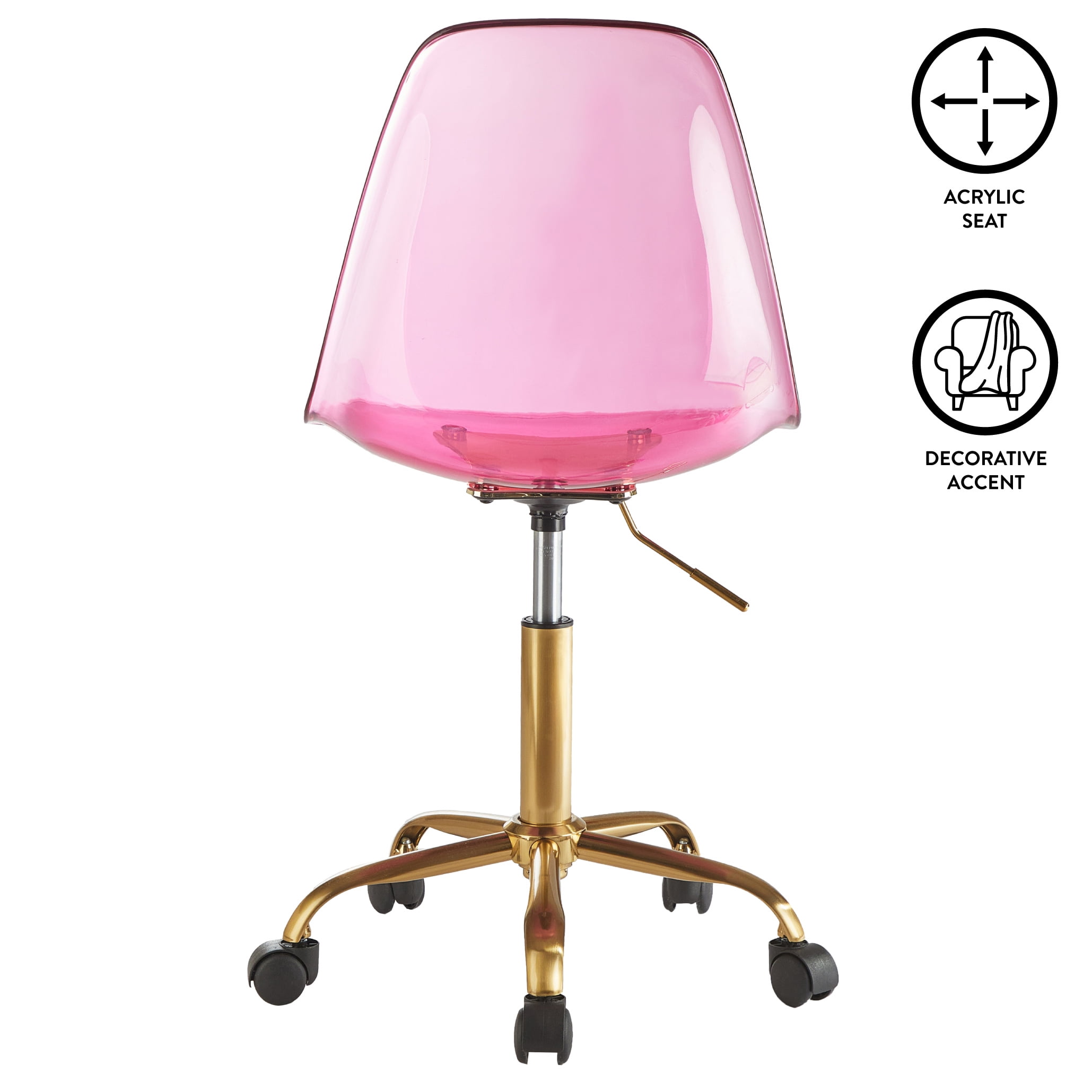 Urban Shop Office Chair, Acrylic and Metal Frame, Hot Pink