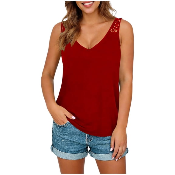 Aofany Tank Tops for Women Flowy V Neck Women Shirts Loose Fit Summer Sleeveless Tops