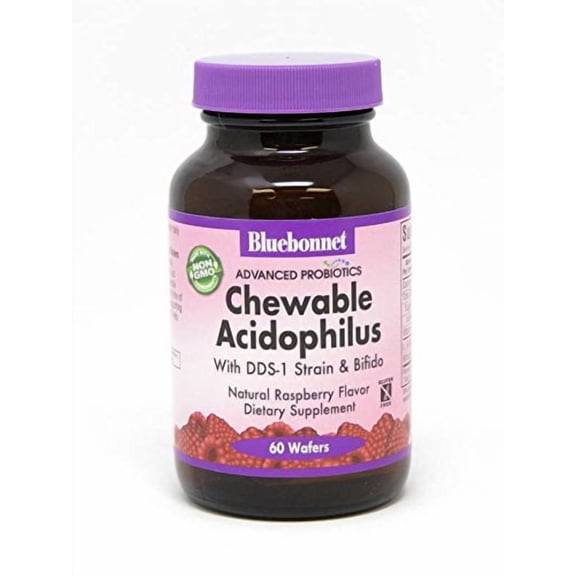 Bluebonnet Nutrition Advanced Probiotic Chewables with Acidophilus Wafers, 60 Count