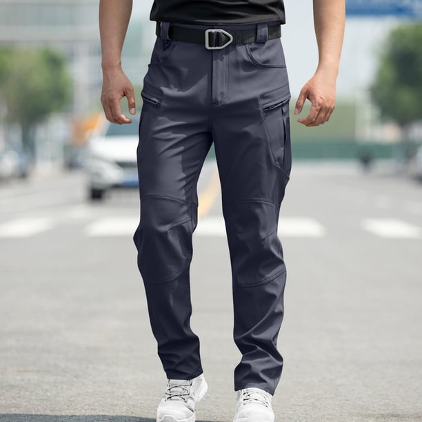 Ceisia Men's Gift Slim Tactical Cargo Pants Abrasion-resistant Multiple Pockets Knee Patch Multi-Color