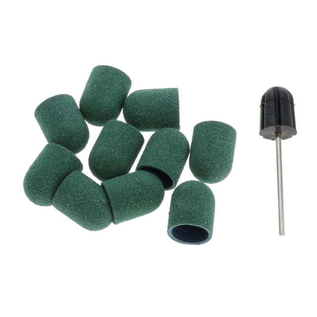 10 DIY Files Sanding Caps Bands Grinding Mandril Bit Gel Remover Verde Colcomx Brocas de mandril para arte de uñas