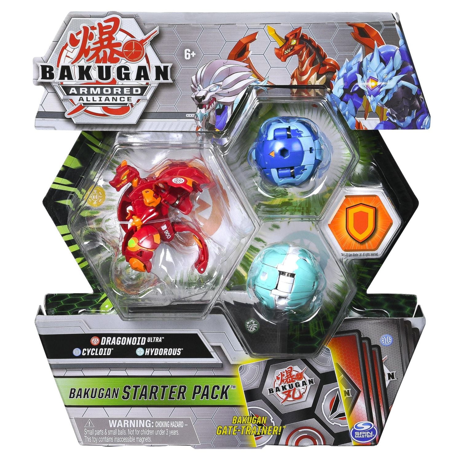 Bakugan Starter Pack 3-Pack, Dragonoid Ultra, Armored Alliance Collectible Action Figures