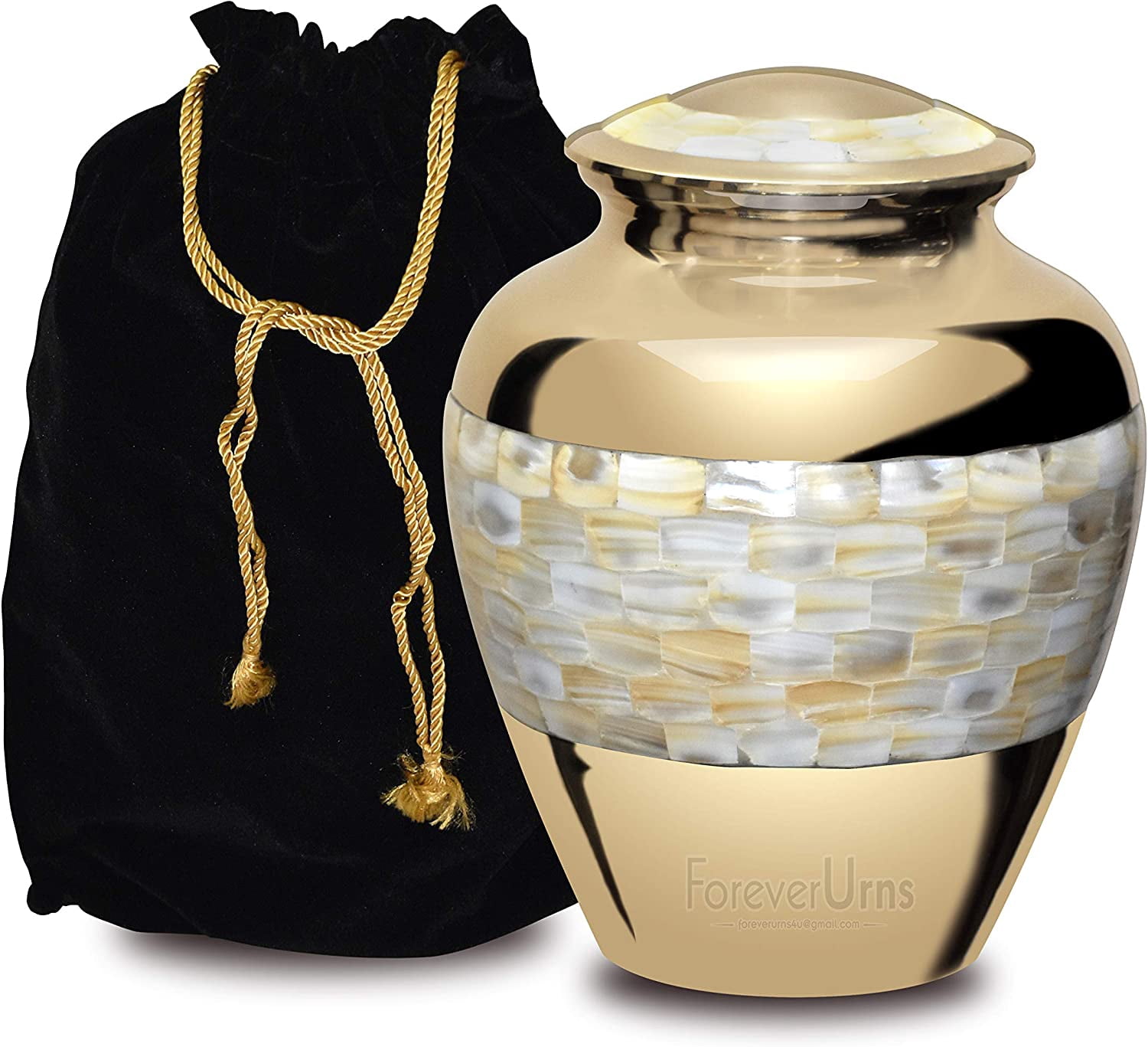 Personalized Urns for Human Ashes, Customized MOP Adult Cremation Urn, Adult Urn with Velvet Bag.