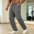 thumbnail image 6 of IhhxPro Men's Casual Pants Summer Joggers with Pockets Quick Dry Loose Fit Drawstring Lightweight Breathable Cotton Straight Leg for Outdoor Travel Hiking XXS-XL, 6 of 7