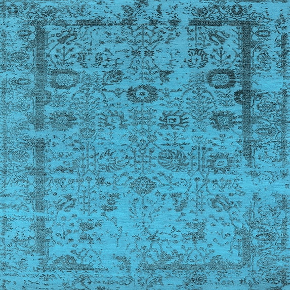 Ahgly Company Indoor Square Oriental Light Blue Industrial Area Rugs, 3' Square