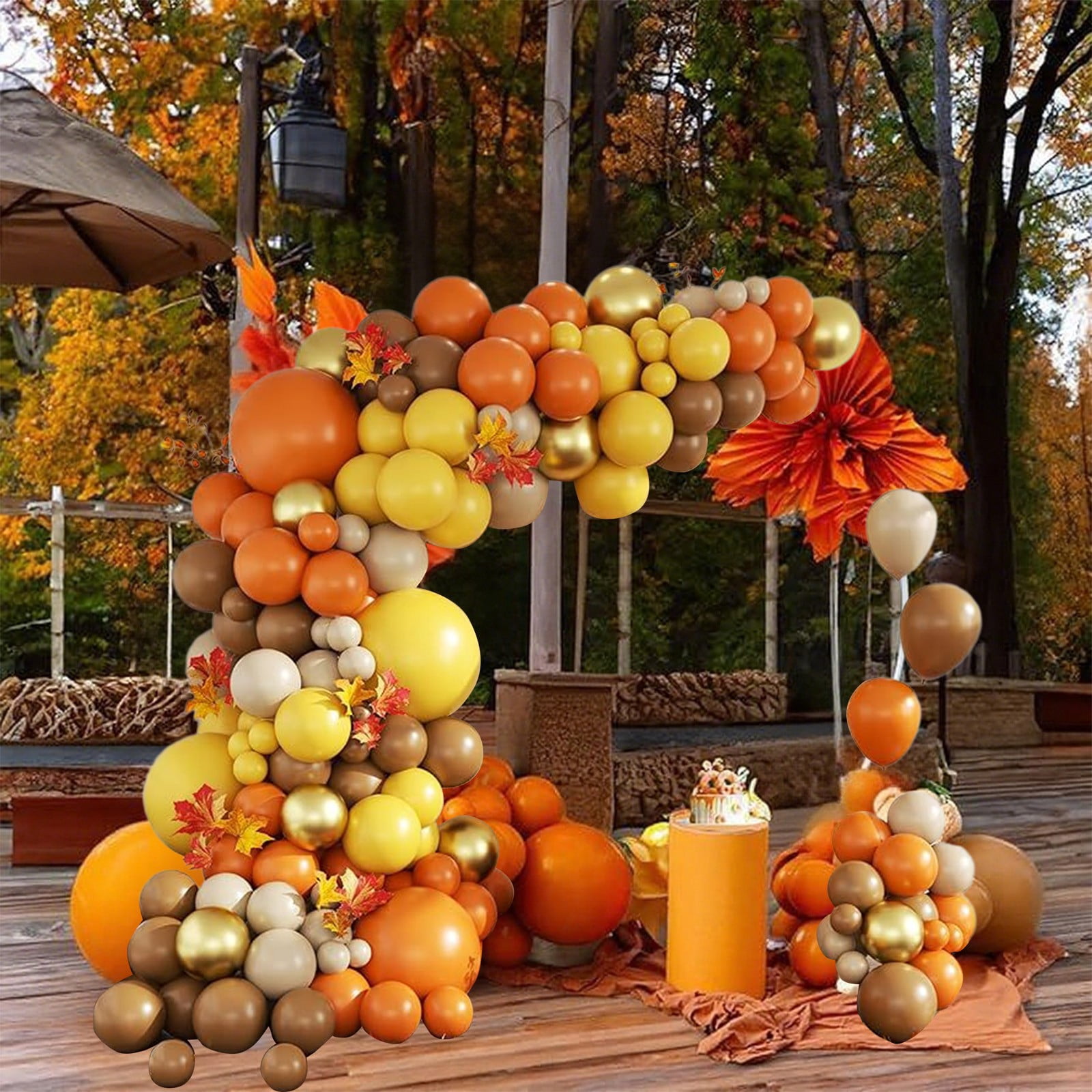 Cadorn 157-Piece Orange Balloon Arch Kit for Fall Thanksgiving, Autumn Theme Birthday Wedding Party Decorations – Balloon Chain Party Supplies