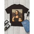 thumbnail image 1 of Funny Mona Lisa Muscle Print 100% Cotton T Shirt, 1 of 5