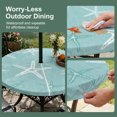 thumbnail image 5 of Round Outdoor Tablecloth with Umbrella Hole and Zipper, Vintage Mint Green Starfish Tablecloth with Elastic Waterproof, Summer Coastal Beach Marine Life Patio Table Covers for 31" - 35" Pool Tables, 5 of 9
