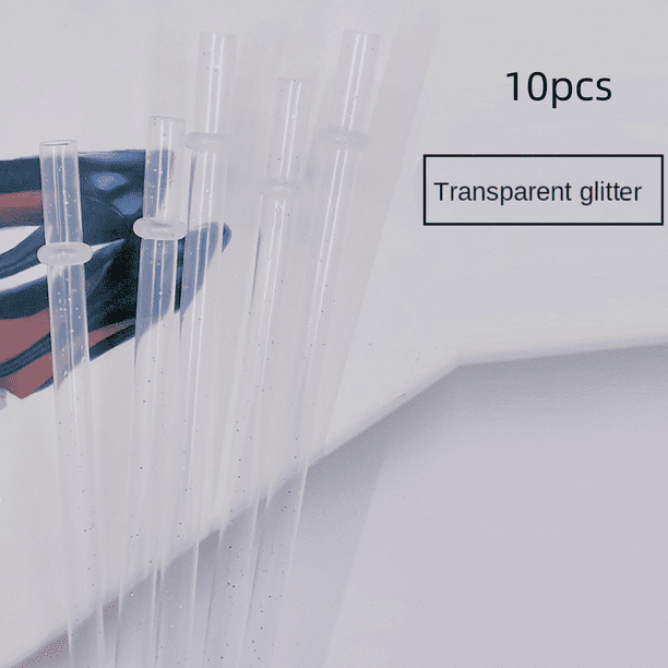 10 pajitas reutilizables para beber, nuevas, de 23 cm, con purpurina de colores, de plástico PP, longitud de 230 mm