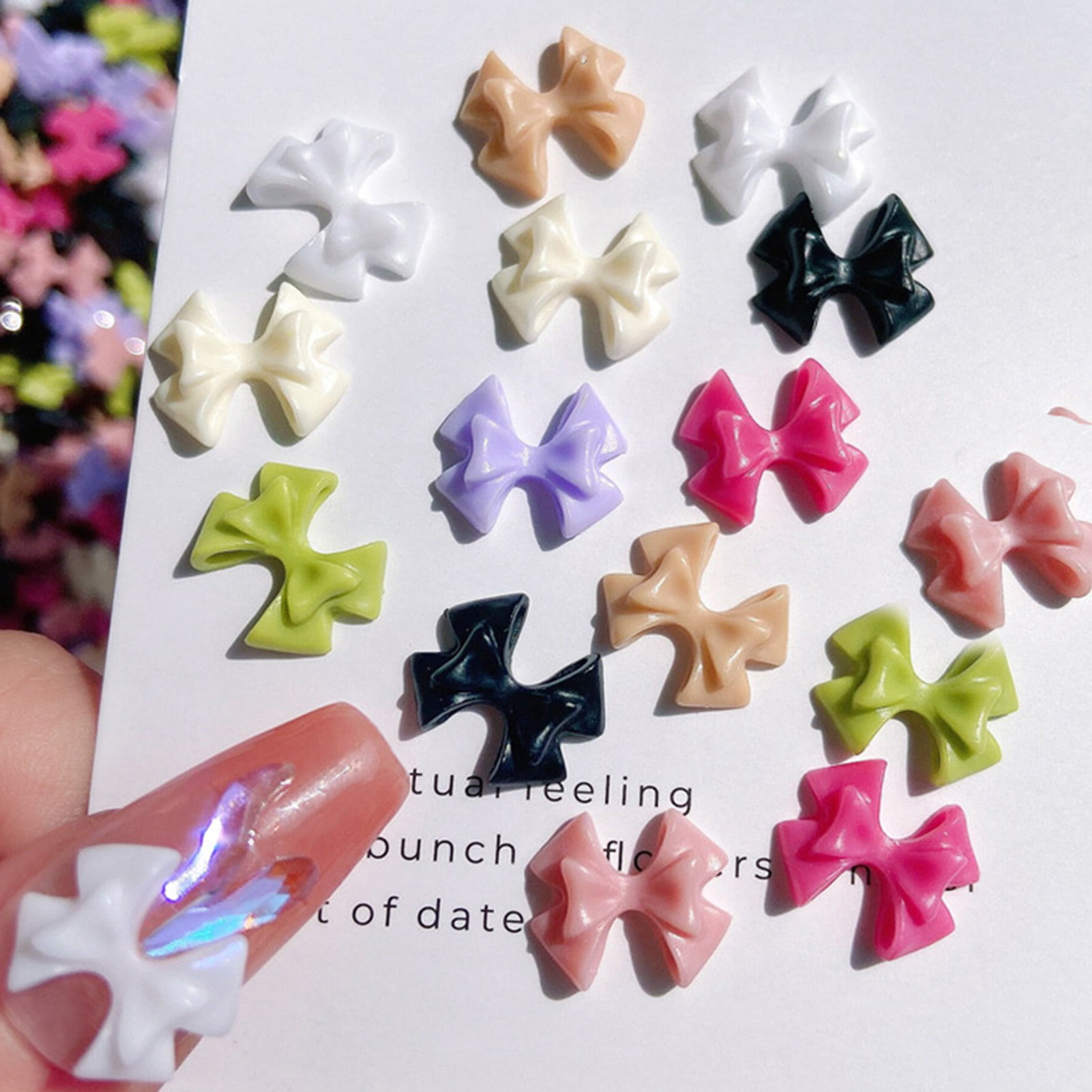 5Pcs Nail Ornaments Exquisite Shape Fade-Resistant Charming DIY Nail Art  All-Match 3D Bow-knot Bear Decorations Beauty Supplies 