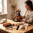 thumbnail image 4 of Butterfly Soul Patchwork Doll DIY Sewing Kit, Sugar Skull Cloth Doll Making Supplies with Fabrics & Accessories, Handcraft Starter Set for Halloween Art Craft Gift 7.87in, 4 of 4