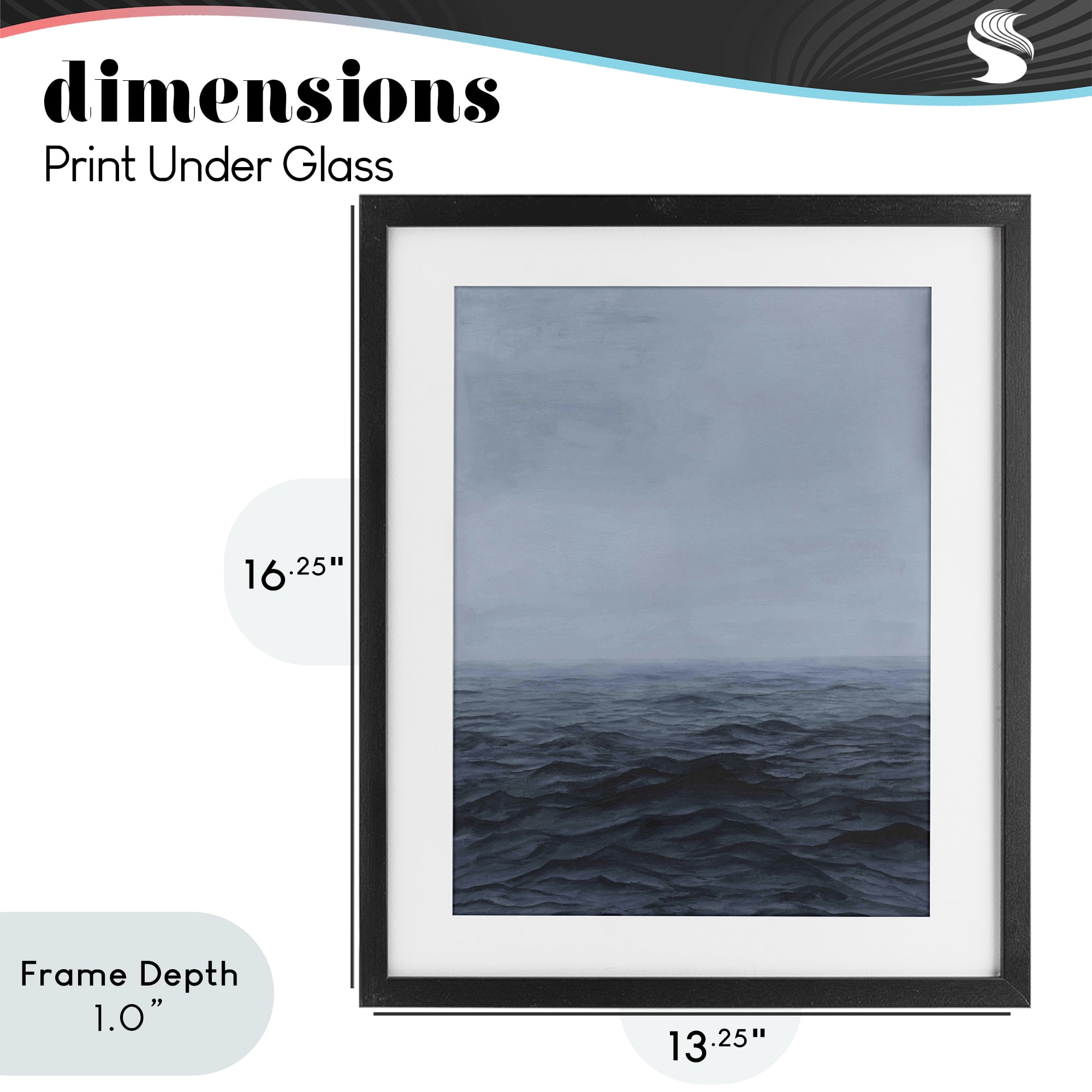 Stupell Industries Vast Ocean Expanse Black Framed Print Under Glass, design by Michael Willett