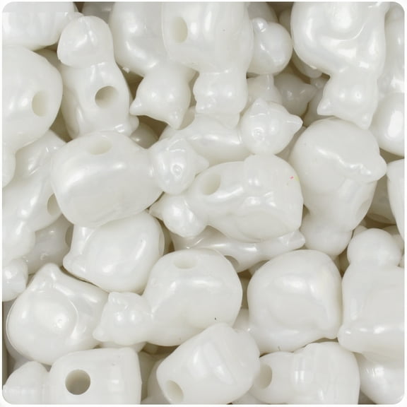 BeadTin White Pearl 23mm Cat Pony Beads (24pcs)