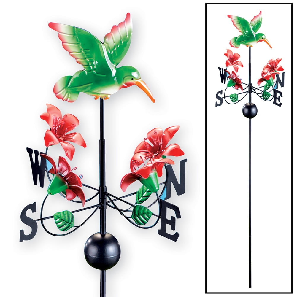 Hummingbird And Flowers Weathervane Stake, Green by Collections Etc