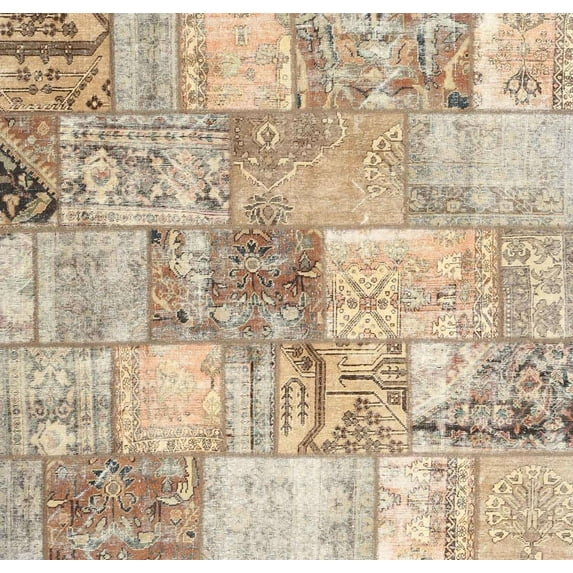 Ahgly Company Machine Washable Indoor Rectangle Contemporary Brown Area Rugs, 6' x 9'