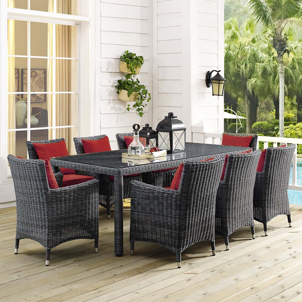 Modway Summon 9 Piece Outdoor Patio Sunbrella® Dining Set, Multiple