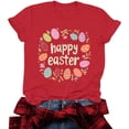 thumbnail image 6 of Maqroz Happy Easter Shirt for Women Cute Easter Eggs Graphic Tees Round Neck Short Sleeve T-shirt Casual Loose Tops, 6 of 7