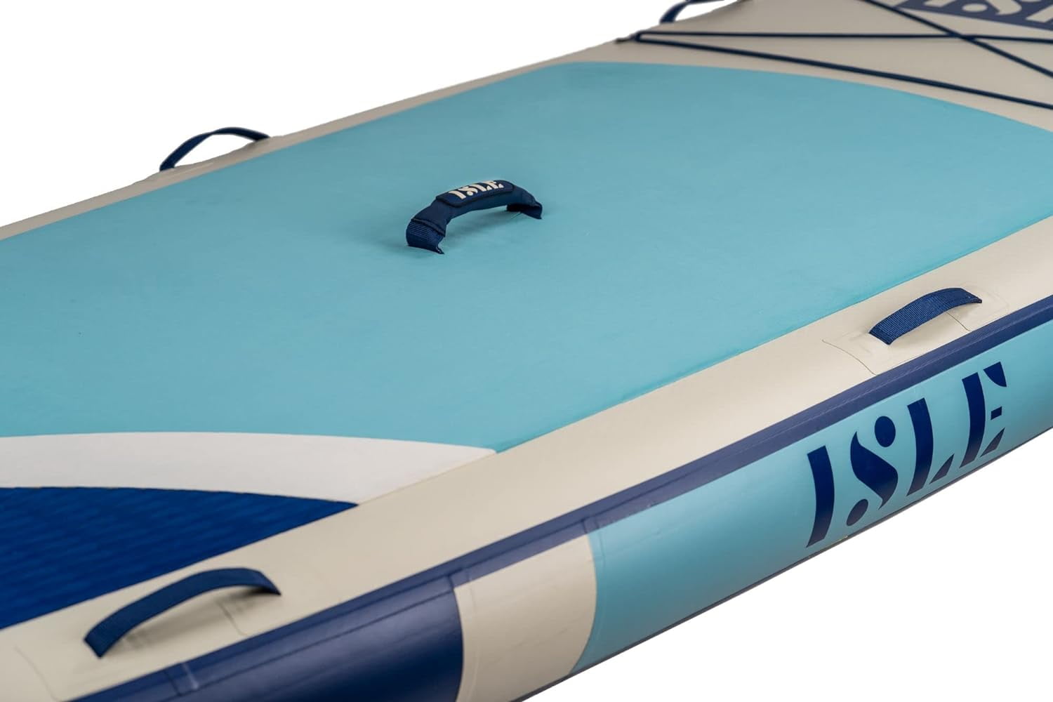 ISLE Megalodon Inflatable Stand up Paddle Board & iSUP Bundle Accessory Pack - Up to 1,050lbs Capacity—12'Lx45"Wx8" OR 15'Lx56"Wx8"(Aqua/Navy, 15')
