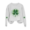 thumbnail image 3 of St Patricks Day Sweatshirt Women Shamrock Print Long Sleeve Shirt Casual Crewneck Sweatshirts Cute Pullover Green Tops for Women Going Out, 3 of 4
