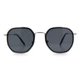 thumbnail image 4 of Double Rim Octagonal Classical Metal Rim Rectangular Hipster Sunglasses Silver Black - Black, 4 of 7