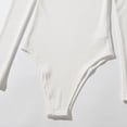 thumbnail image 5 of Besolor Turtleneck Bodysuits for Women Long Sleeve Ribbed Stretch Leotards Tops Fashion Bodysuits Blouse White, 5 of 7