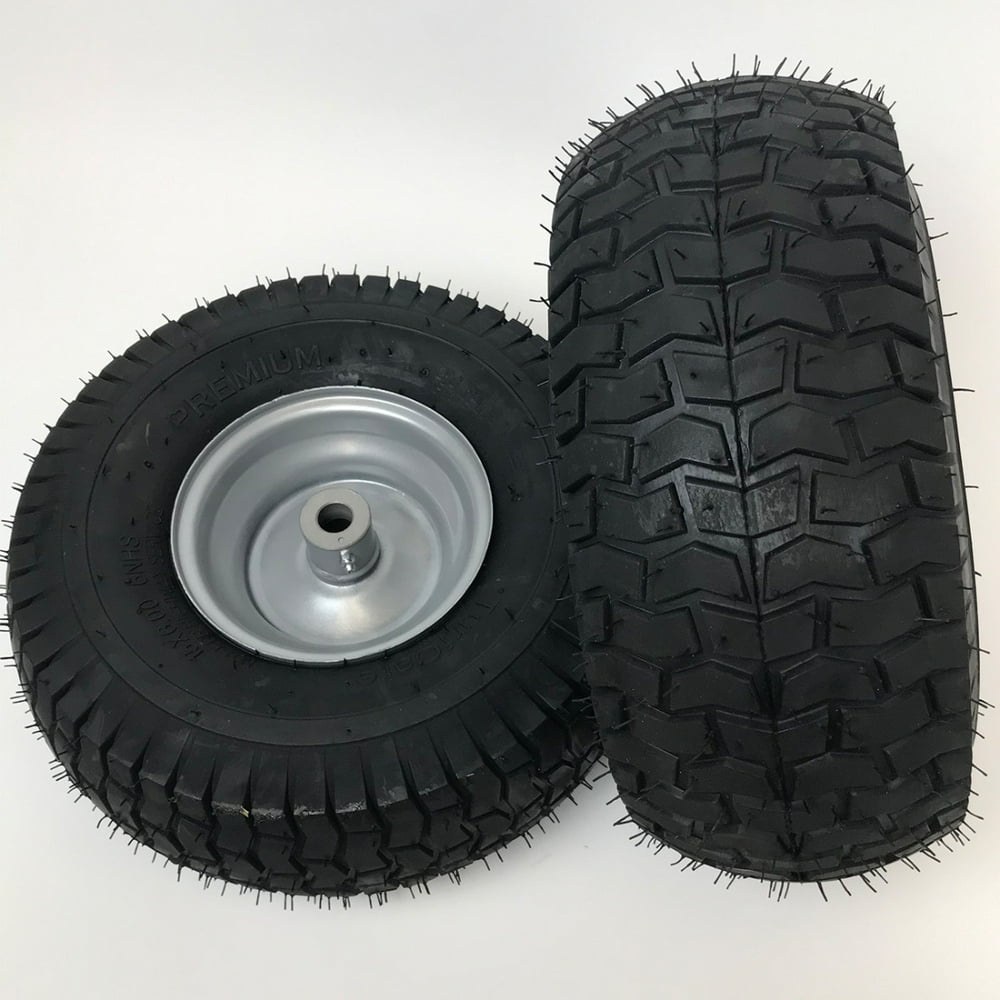 Set of 2 15x6.006 Silver Lawn Mower Replacement Wheel Fits 3/4